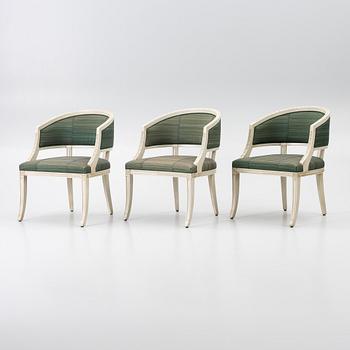 Three late-Gustavian style armchairs, late 20th Century.