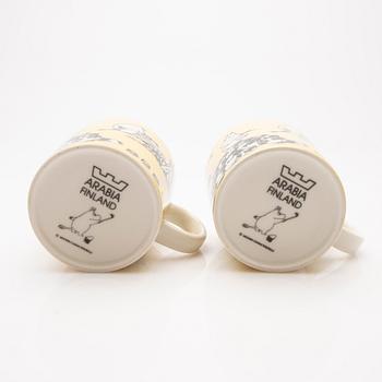 Moomin mugs, a pair, porcelain, Arabia, Finland 1990-1993.