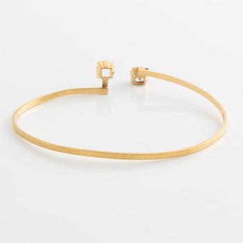 Stigbert, armring, 18K guld med bergkristall.