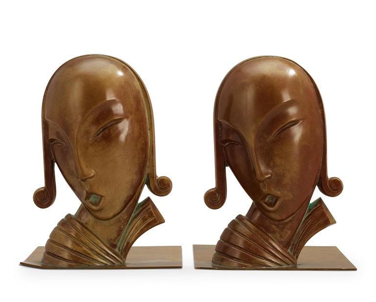 A pair of Carl-Einar Borgström bronze bookends by Ystad Brons.