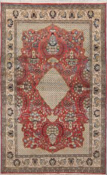 MATTA, old, Saveh, part silk, figural, ca 248 X 153 cm.