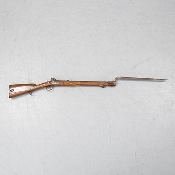 A Danish jaeger rifle 1853 pattern with bayonet.