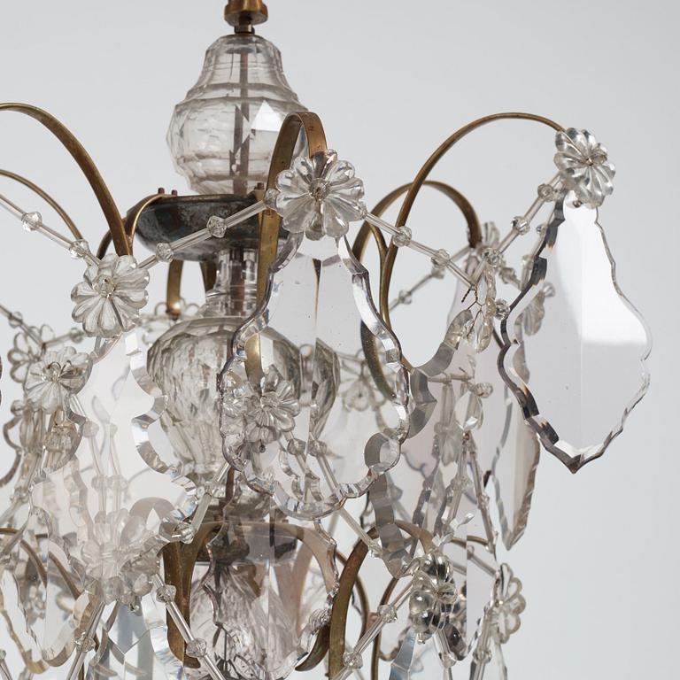 A mid 19th century Swedish Baroque style six-light chandelier.