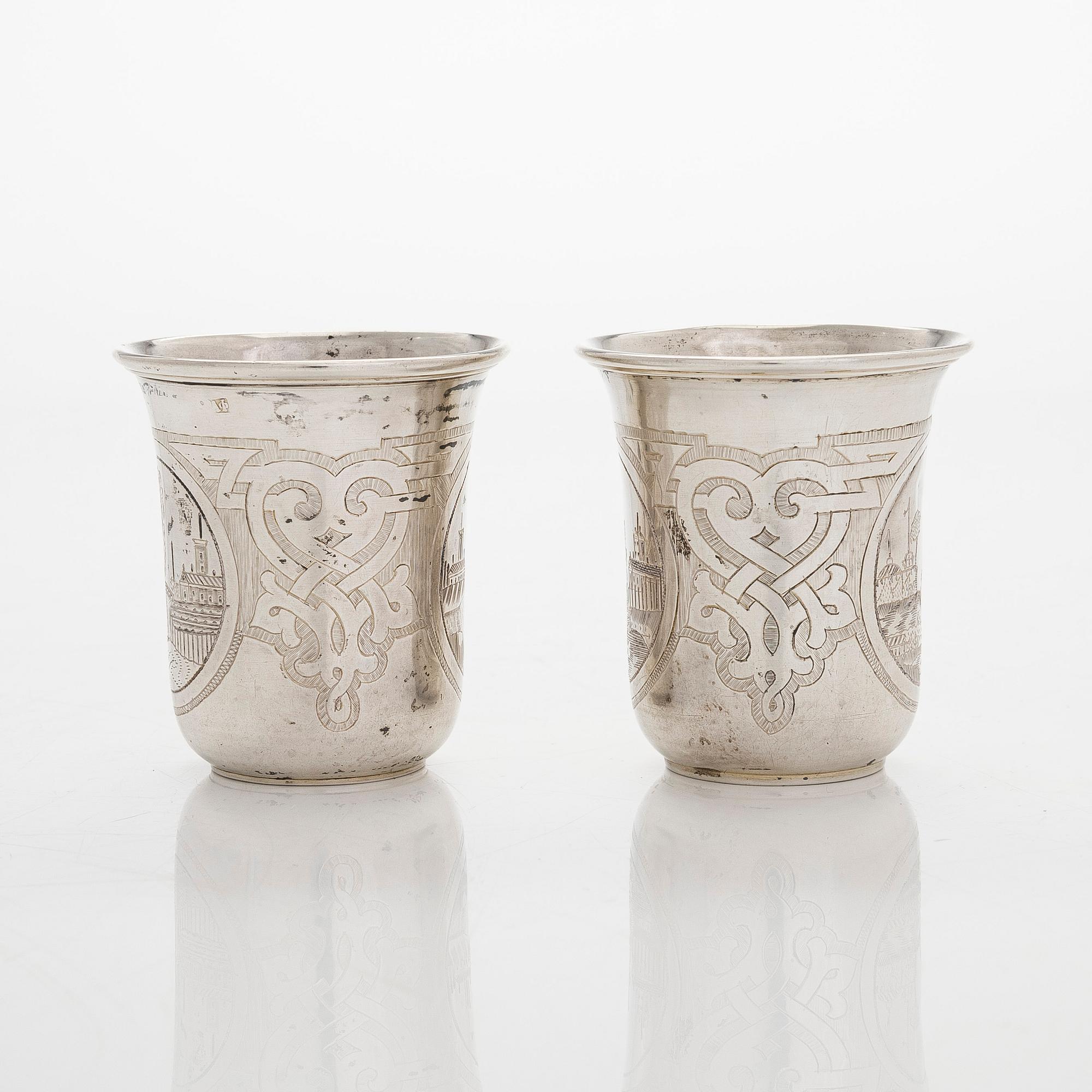 A pair silver cups, Moscow 1862.