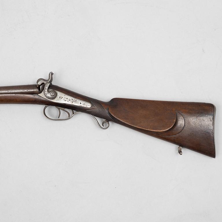 Percussion gun, double-barrelled, signed Arendt a Liège, second half of the 19th century.