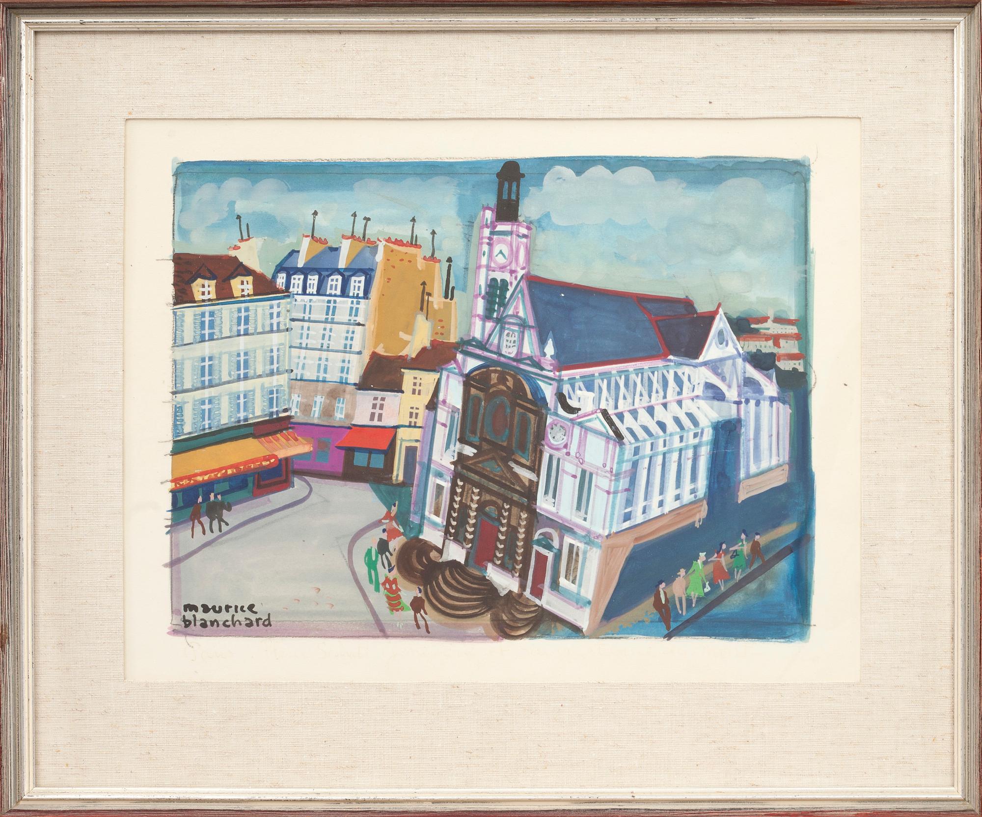 MAURICE BLANCHARD, blandteknik, gouache. Signerad.