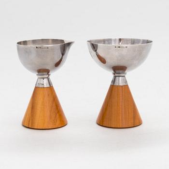 ANNA-GRETA EKER, A silver and mahogany sugar bowl and cream jug set, Auran Kultaseppä, Turku 1965.