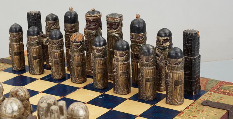 SCHACKBORD, trä, sent 1900-tal.