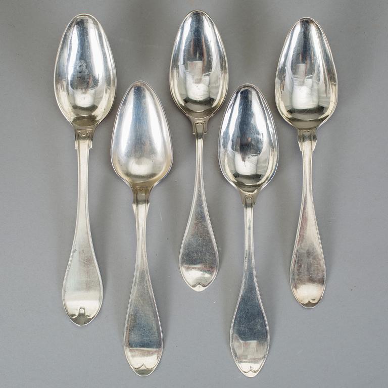 SKEDAR, 5st, silver, bla Alexander Magnus Lundström, Visby, 1843. Vikt ca 273g.