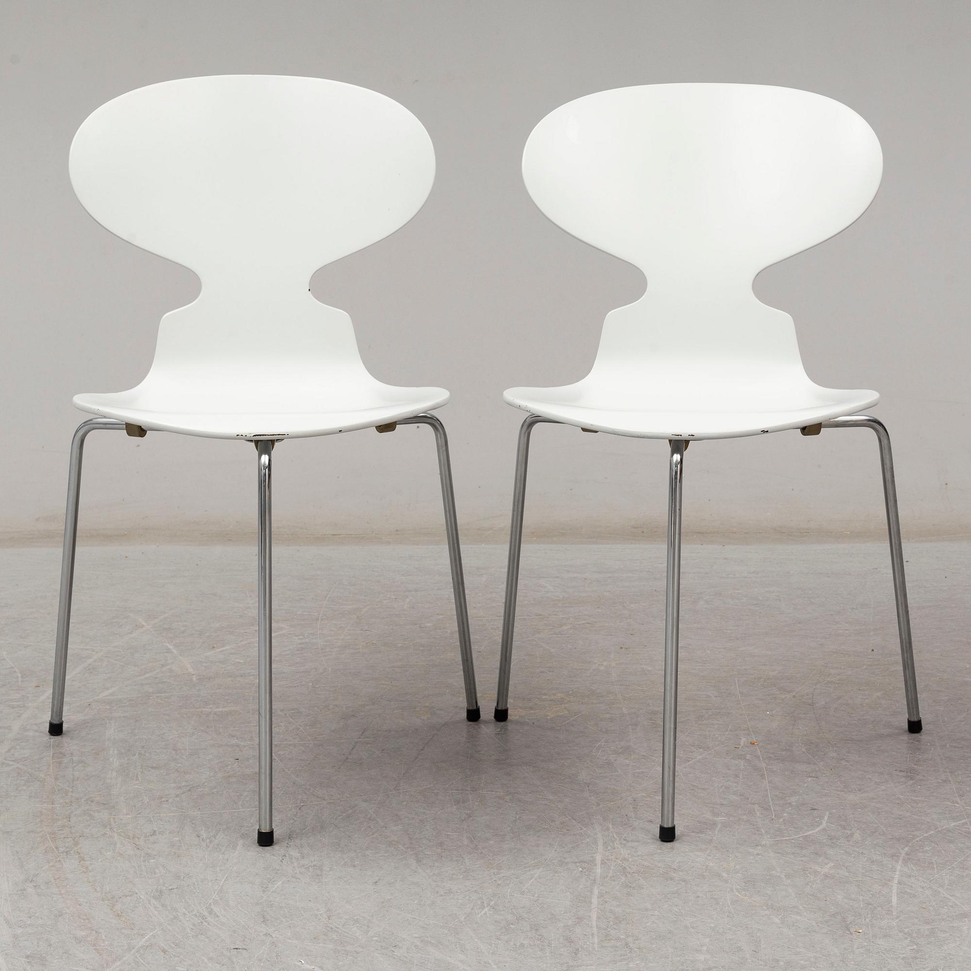 ARNE JACOBSEN, stolar, 6 st, "Myran". Fritz Hansen Danmark.