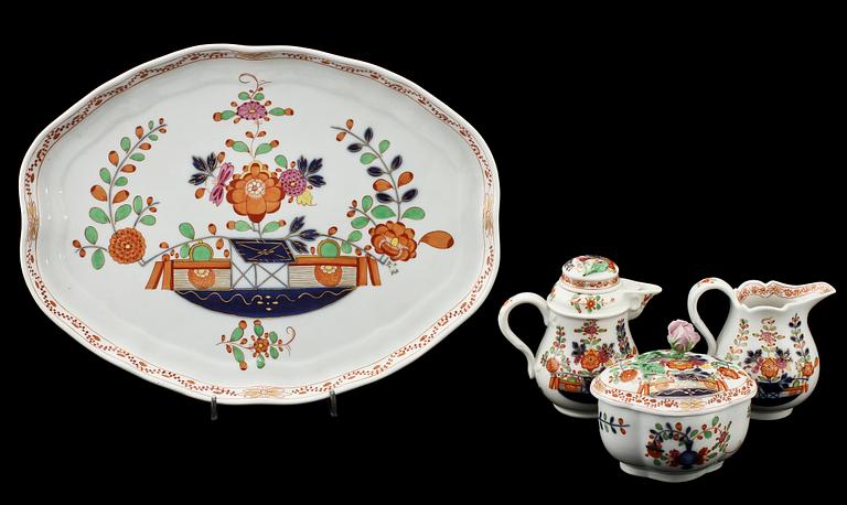 SERVISDELAR, 7 st, porslin, Meissen, 1900-tal.