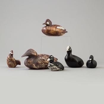 Six stoneware bird figurines by Paul Hoff.