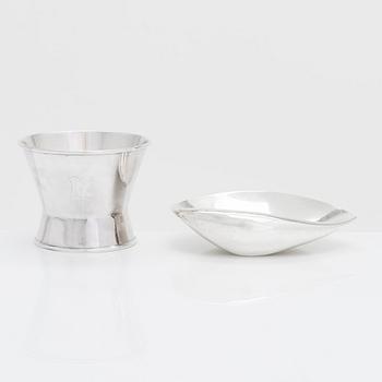 Tapio Wirkkala, silver bowl and sugar bowl, Kultakeskus, Hämeenlinna 1955 ja 1959.