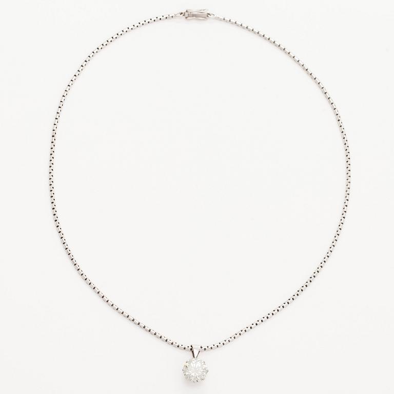 Riipus, briljanttihiottu timantti 3,60 ct, 18K valkokultaa.