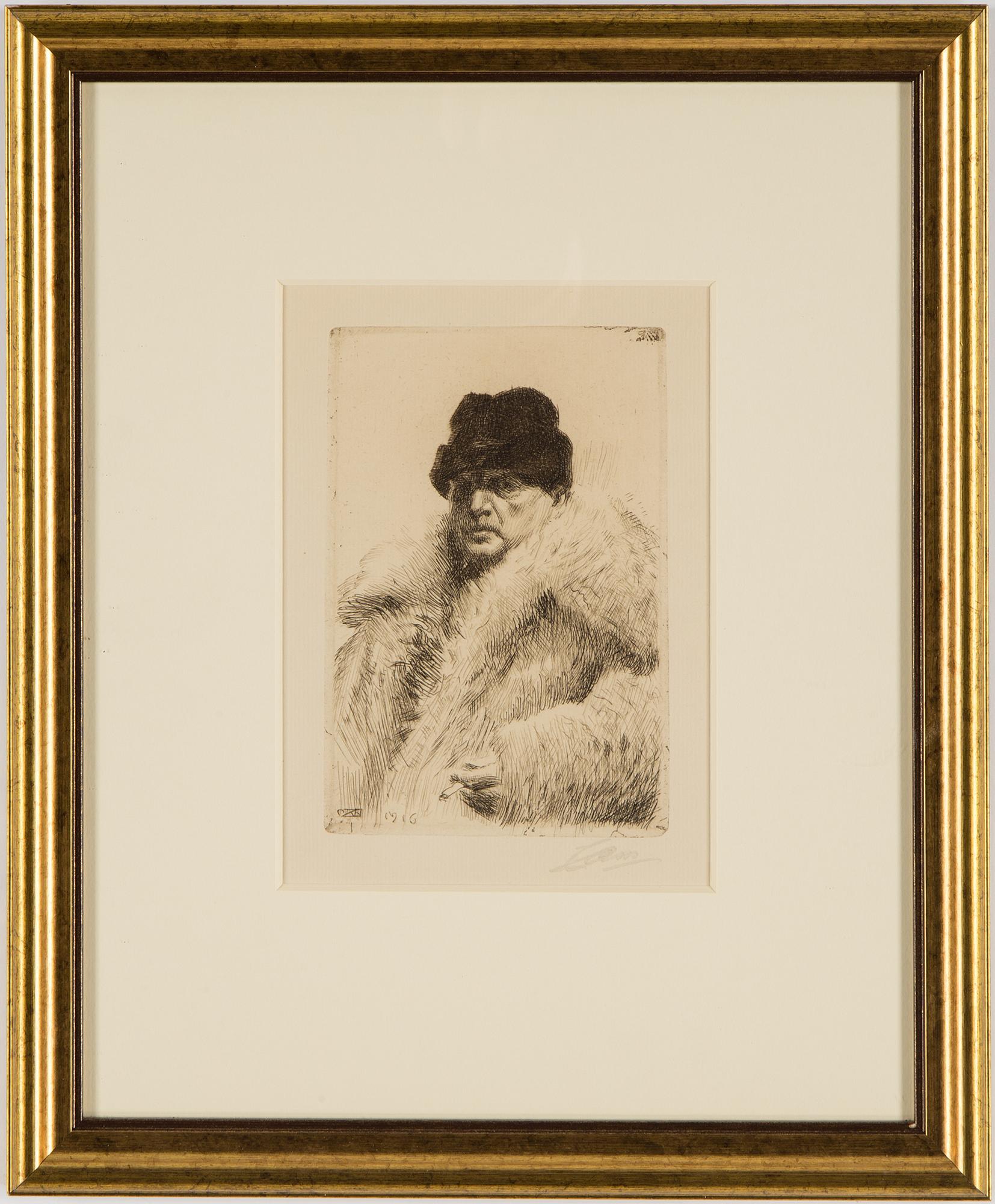 ANDERS ZORN, etsning, signerad med blyerts samt signerad och daterad i plåten 1916.