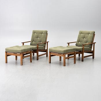Elsa Stackelberg, a pair of garden armchairs with ottomans, Fri Form, Edsbruk, 1980s.