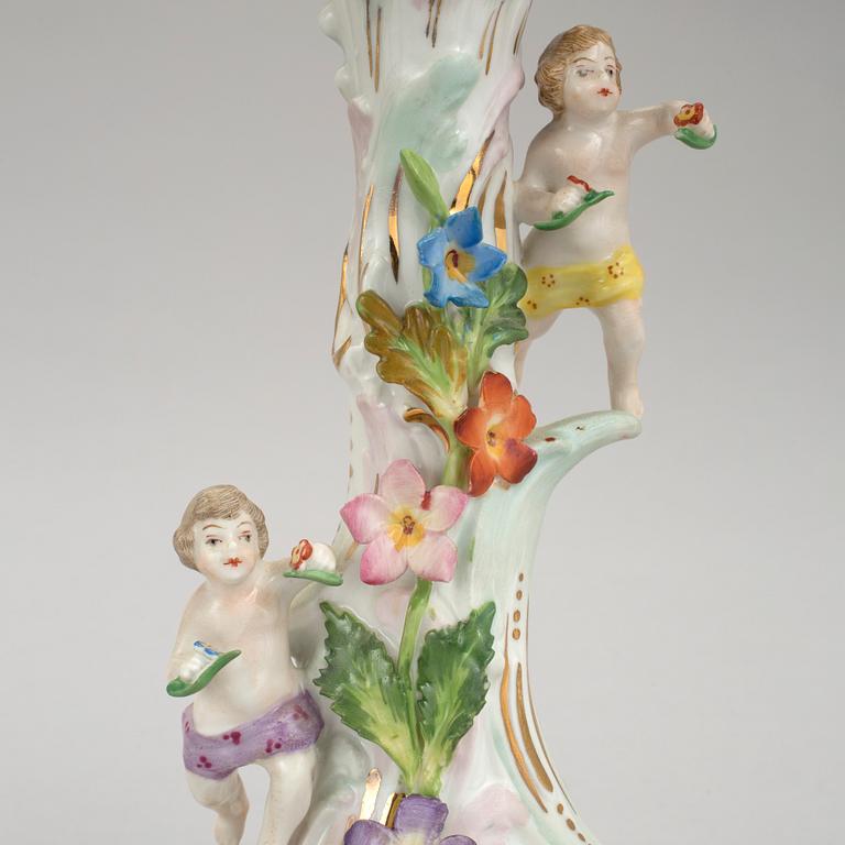 3 porcelain candelabra, Sitzendorf & Dresden, 19th and 20th century.