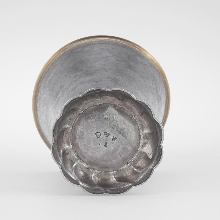 BÄGARE, silver, Christoffer Bauman, Hudiksvall 1793. Vikt ca 352 gram.