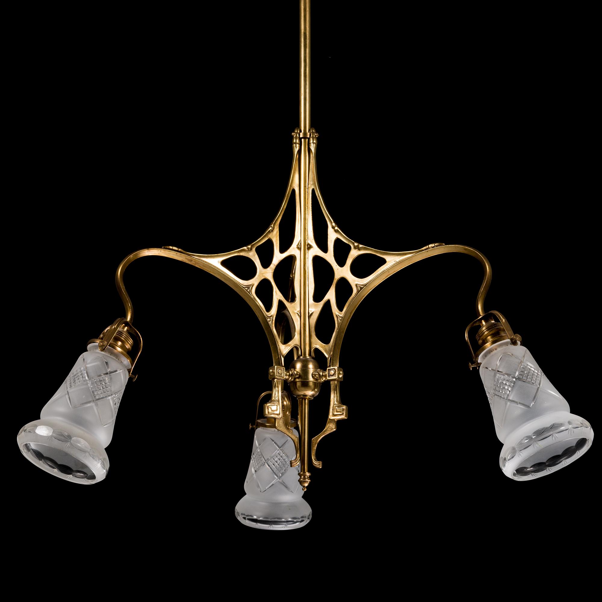 An art nouveau ceiling lamp, early 20th century.