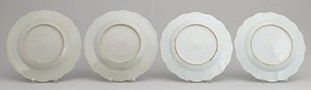 A set of eight (4-4) export plates, Qing dynasty, Qianlong (1736-95).