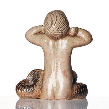 a stoneware sculpture af a yawning naiad, Arabia, Finland, 1930s-40s.