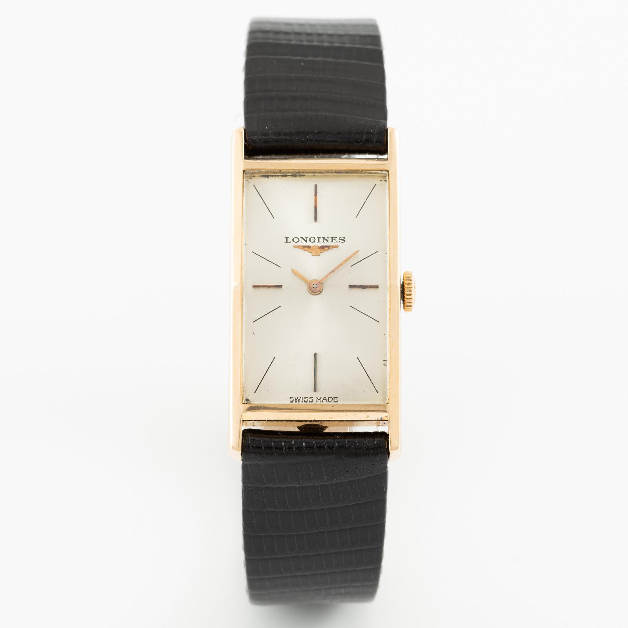 Longines, "Tank", wristwatch, 19 x 29.5 (36.5) mm.