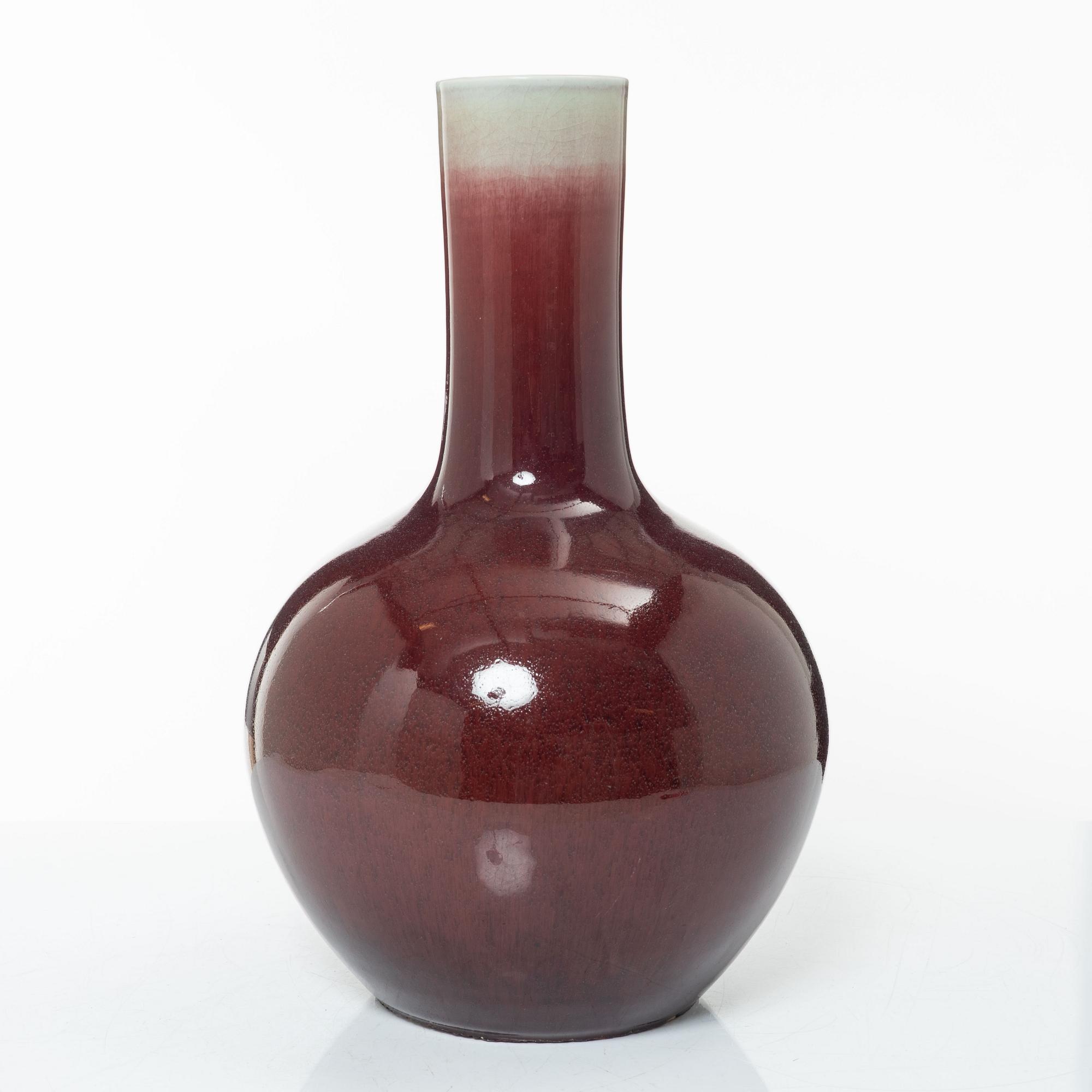 A Chinese sang de boeuf glazed vase, 20th century.
