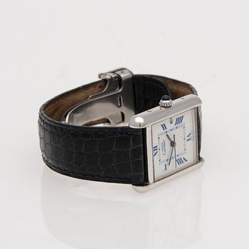 ARMBANDSUR, herr, Must de Cartier, sterling silver, läderarmband.