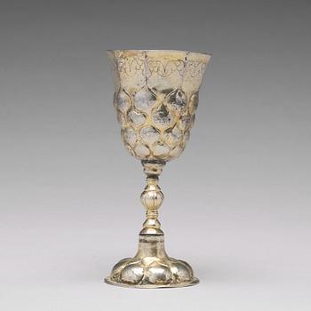A German early 18th century silver-gilt grape-cup, mark of Carl Wilhelm Hartman, Breslau (1706-1729).