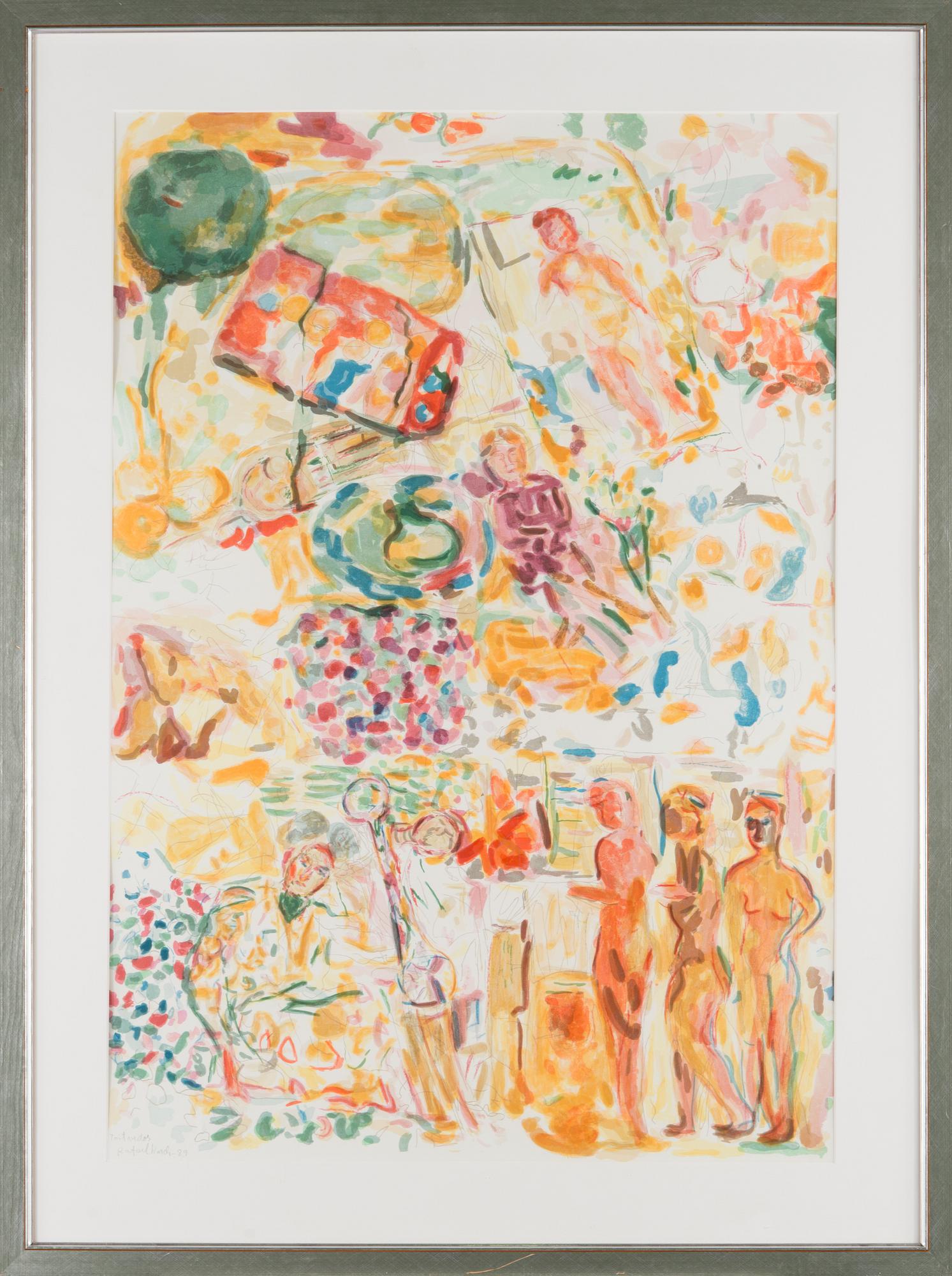 Rafael Wardi, litografi, signerad och daterad -89, märkt Tait.vedos.