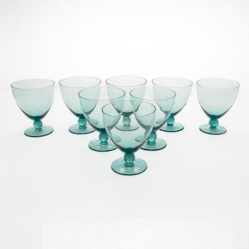 A set of eight wine glasses.