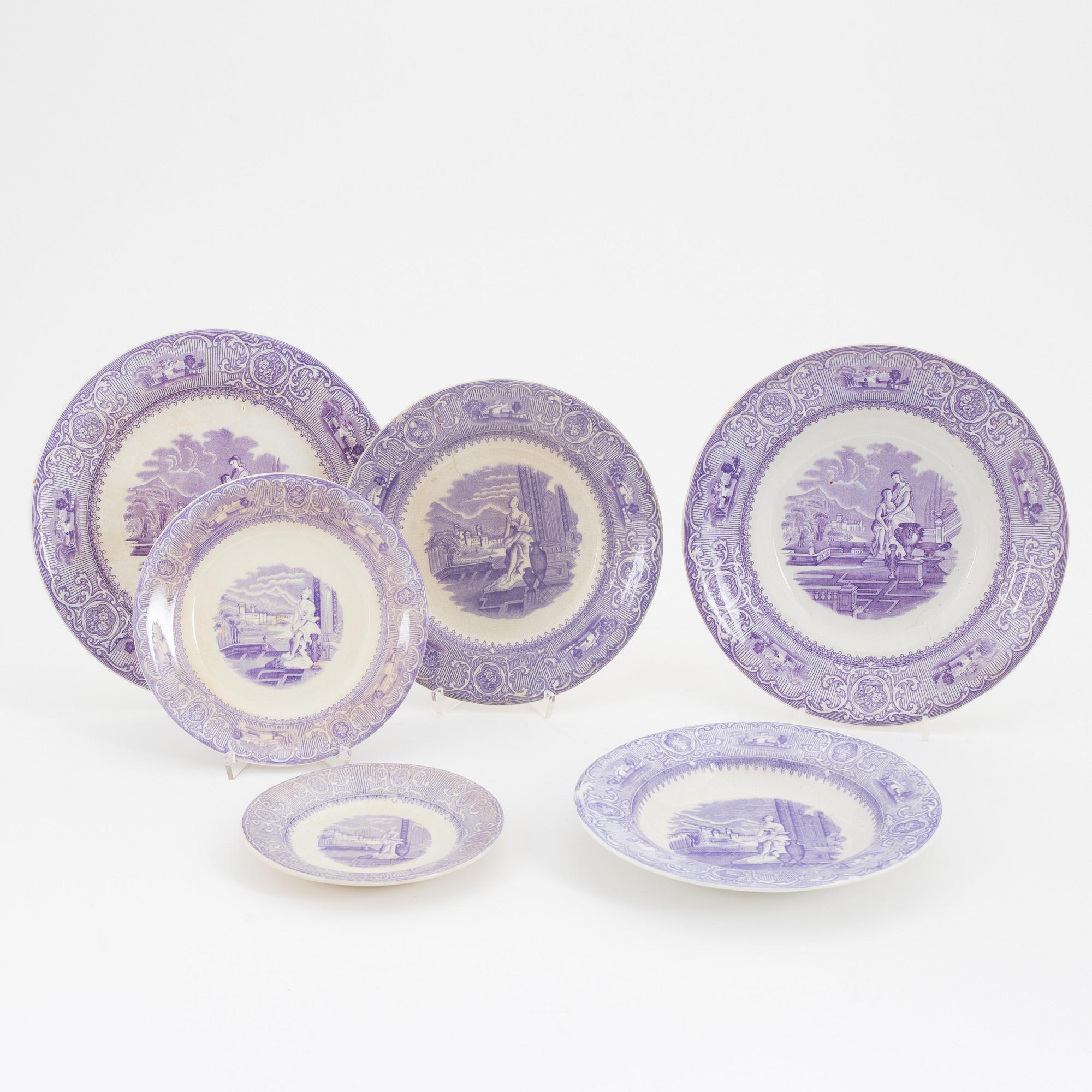 Servis, 122 delar, flintgods, "Carrara", Gustavsberg, i produktion 1860-1908.