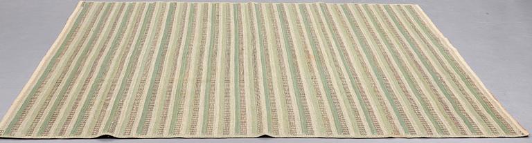 Barbro Nilsson, Matto, "Randig med tvist, grön", flat weave, ca 244,5-245,5 x 226-227 cm, signed AB MMF BN.