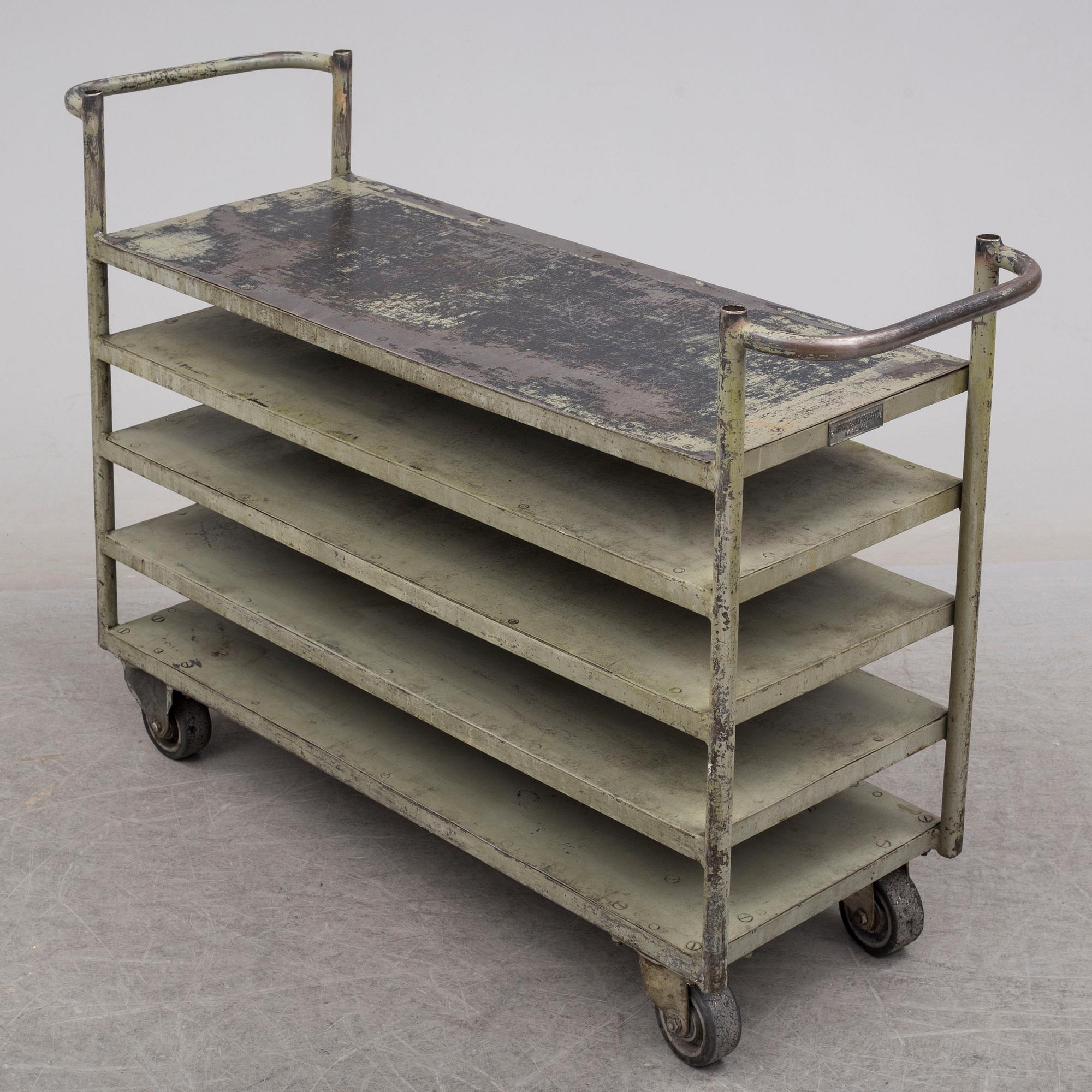 An industrial steel trolley from AB Wilh. Sonesson & Co, Malmö, mid 20th Century.