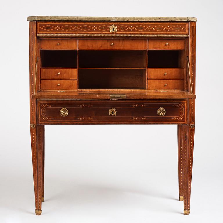 A Gustavian late 18th century secretaire by N P Stenström (master in Stockholm 1781).