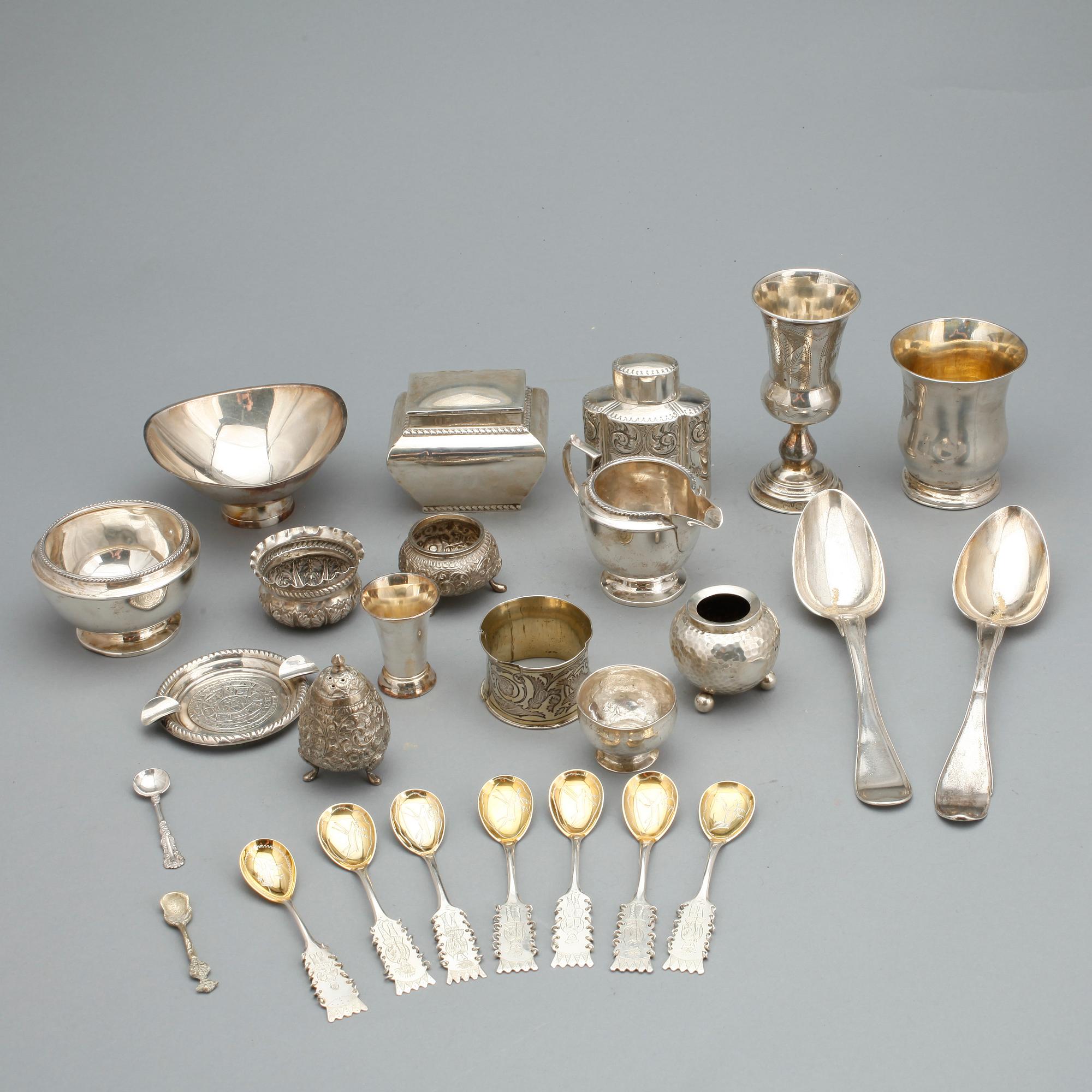 PARTI SILVER, 25 delar, Total vikt ca 951 gram, bl a GAB, 1964.