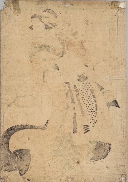 Keisai Eisen, two woodblock prints.