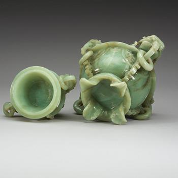 A nephrite censer with cover, China, 20th Century.