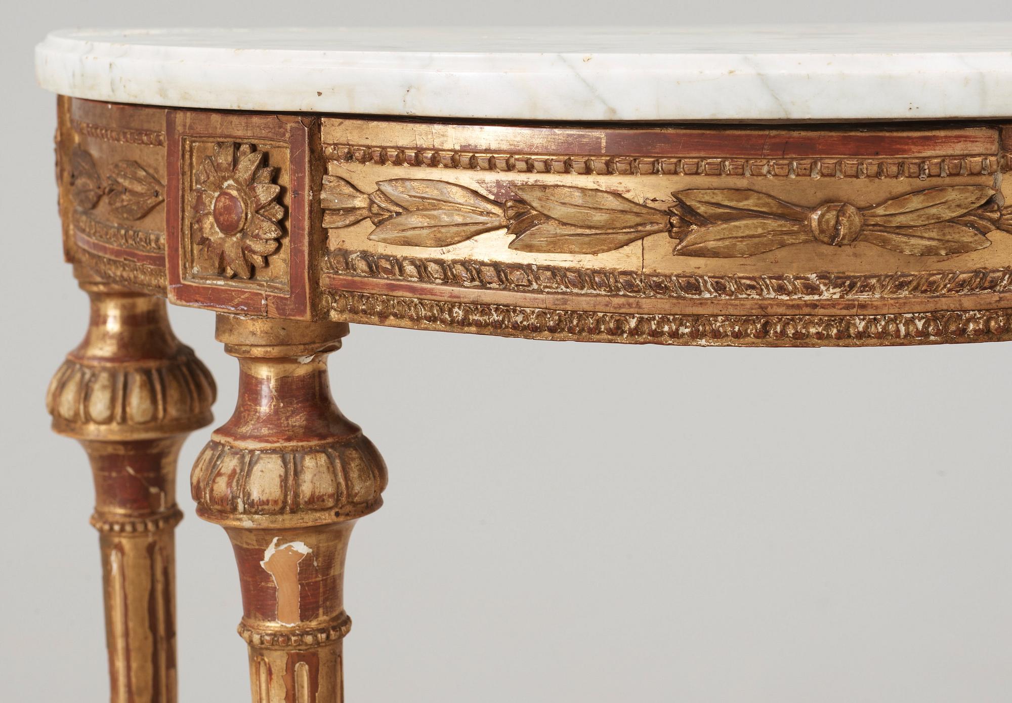 KONSOLBORD. Stockholmsarbete, 1700-talets slut. Gustavianskt.