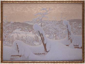 Gustaf Fjaestad, Vinterlandskap med gärdsgård.