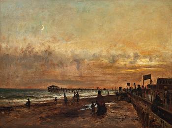 397. Olof Hermelin, Evening by the pier, scene from the United States of America.