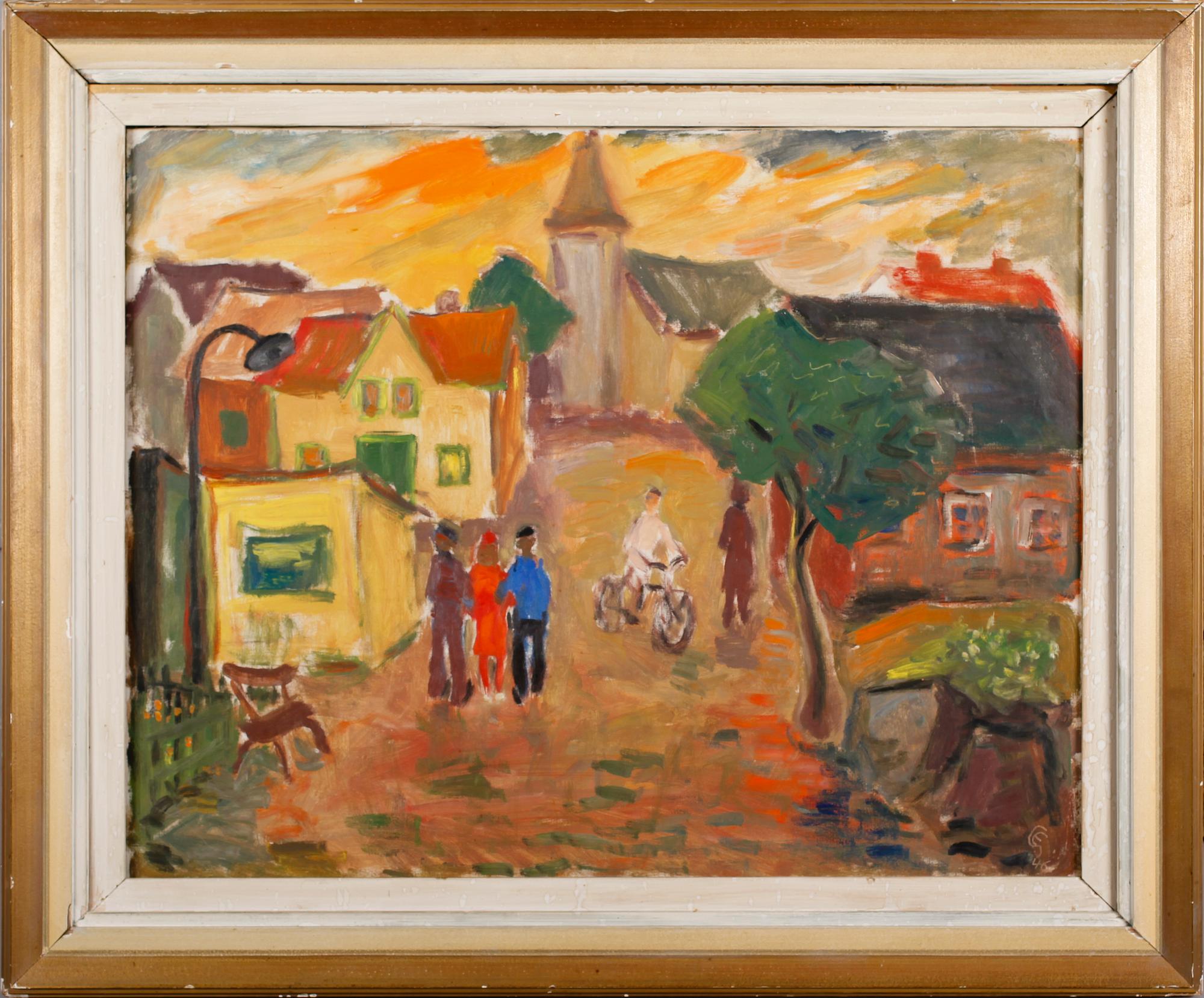 OKÄND KONSTNÄR, olja på duk, 1900-talets mitt, otydligt monogramsignerad.