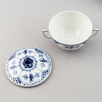 A 92 pcs half lace porcelain dinner-and coffee service, "Musselmalet" from Royal Copenhagen.