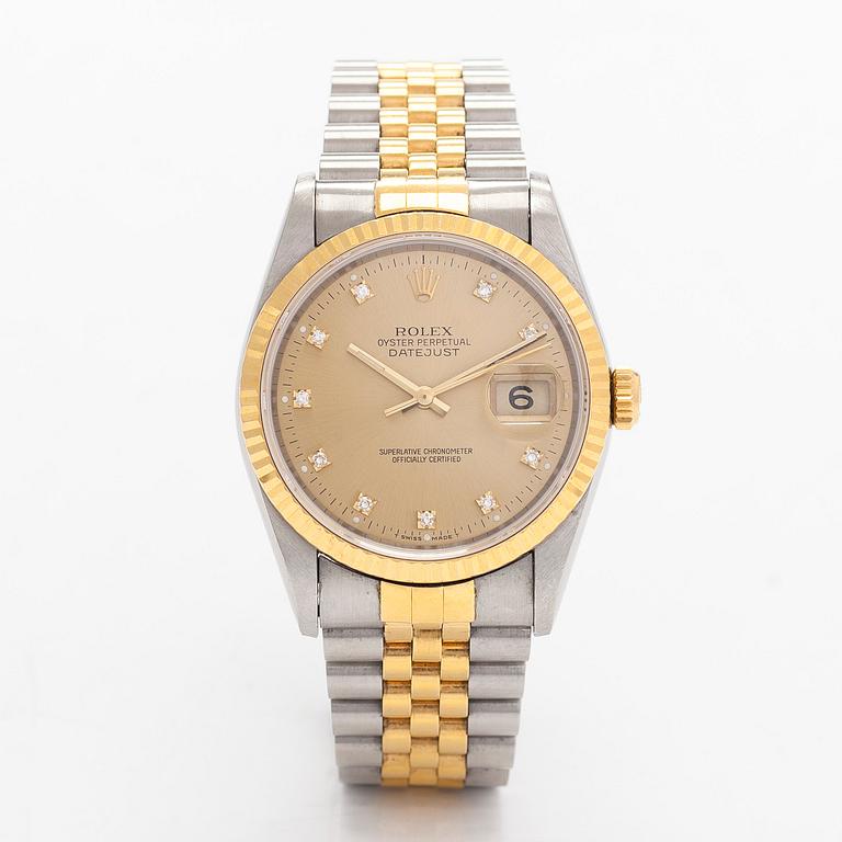 Rolex, Oyster Perpetual, Datejust, "Diamond Dial", wristwatch, 36 mm.