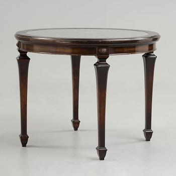 A Nils Fougstedt engraved pewter top table, Svenskt Tenn, Stockholm 1926.