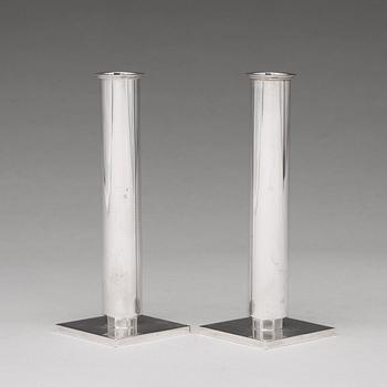 Wiwen Nilsson, a pair of sterling candlesticks, Lund, Sweden 1949.