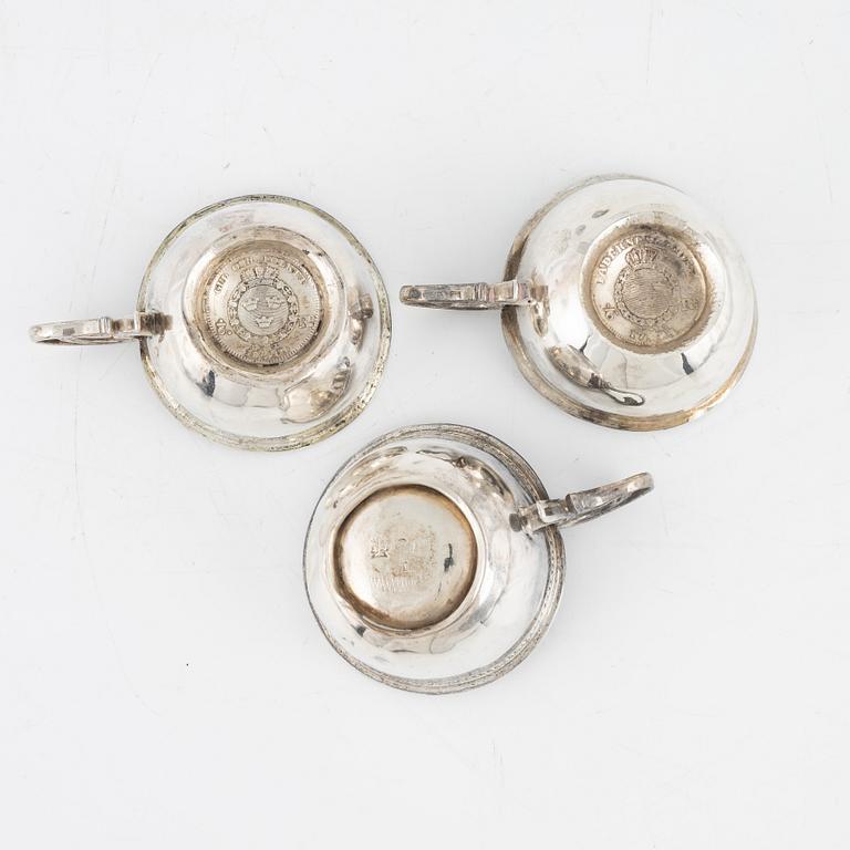 Supkoppar / tumlare, 3 st, silver, bl a Henrik Nourin, Norrköping 1754.