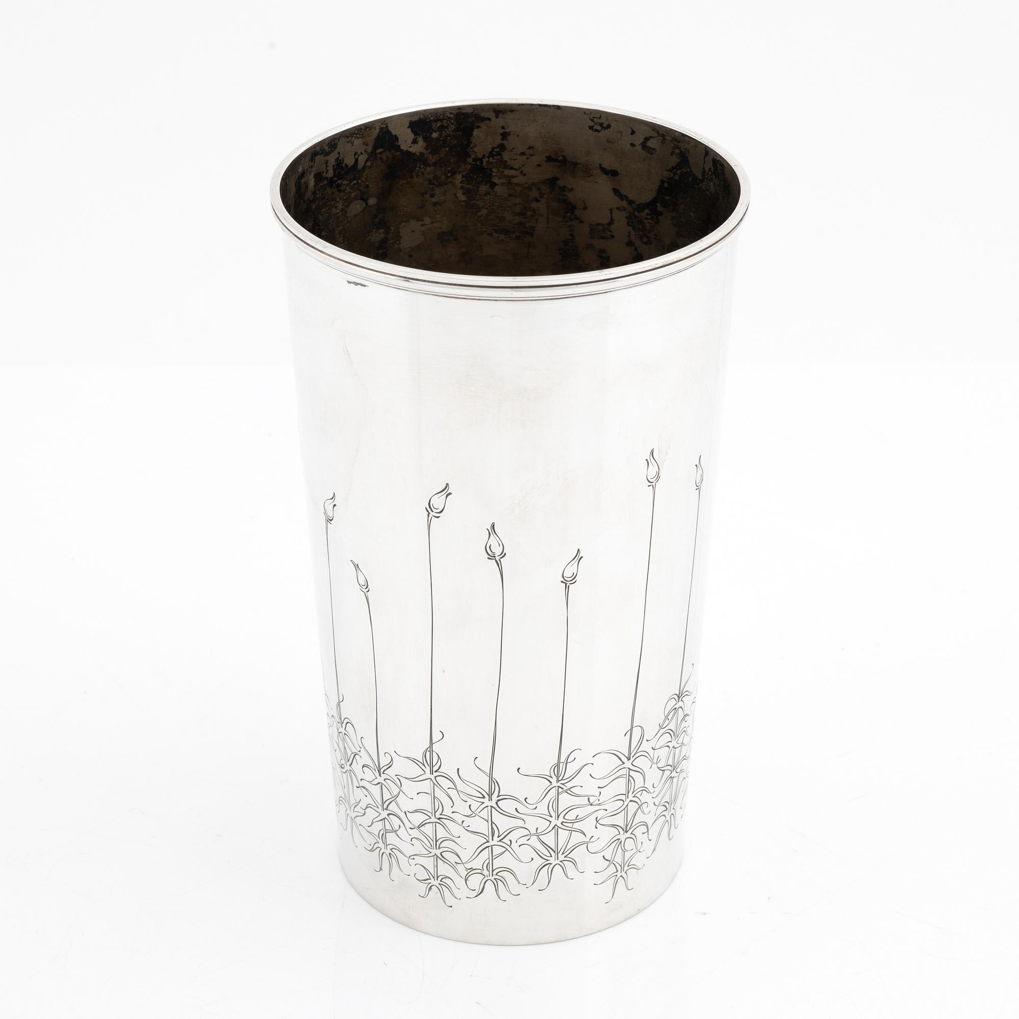 W.A. Bolin, a silver vase / beaker, Stockholm 1955.