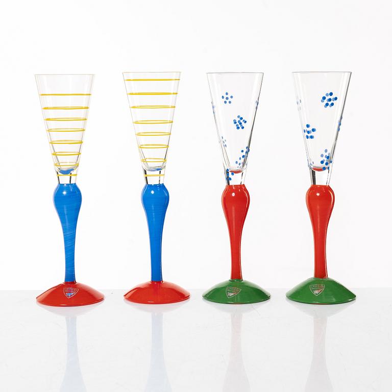 Anne Nilsson, snapsglas, 10 st, "Clown", Orrefors.