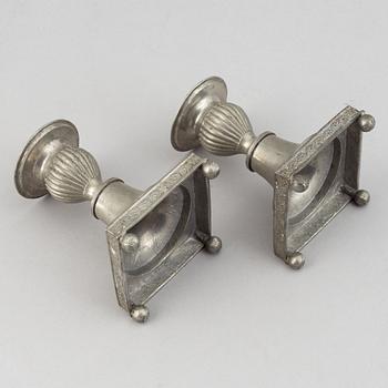 A pair of pewter candlesticks by Niclas Anström, Växjö 1835.